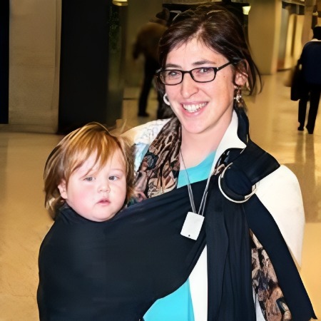 Mayim Bialik with her youngest son Frederick Heschel Bialik Stone.